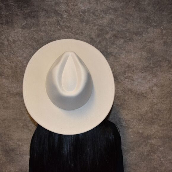 Cream Large Wide Brim Fedora Hat - Picture 3 of 4
